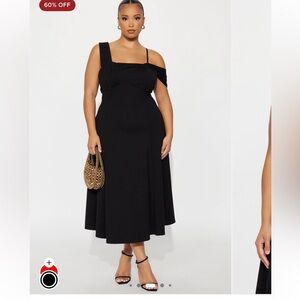 Fashion Nova Black One Shoulder Dress
